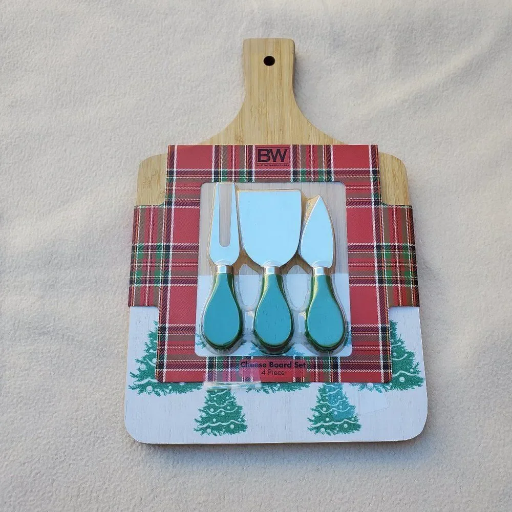 Boston Warehouse Bamboo Wood Cheese Board Set - 4 Pieces